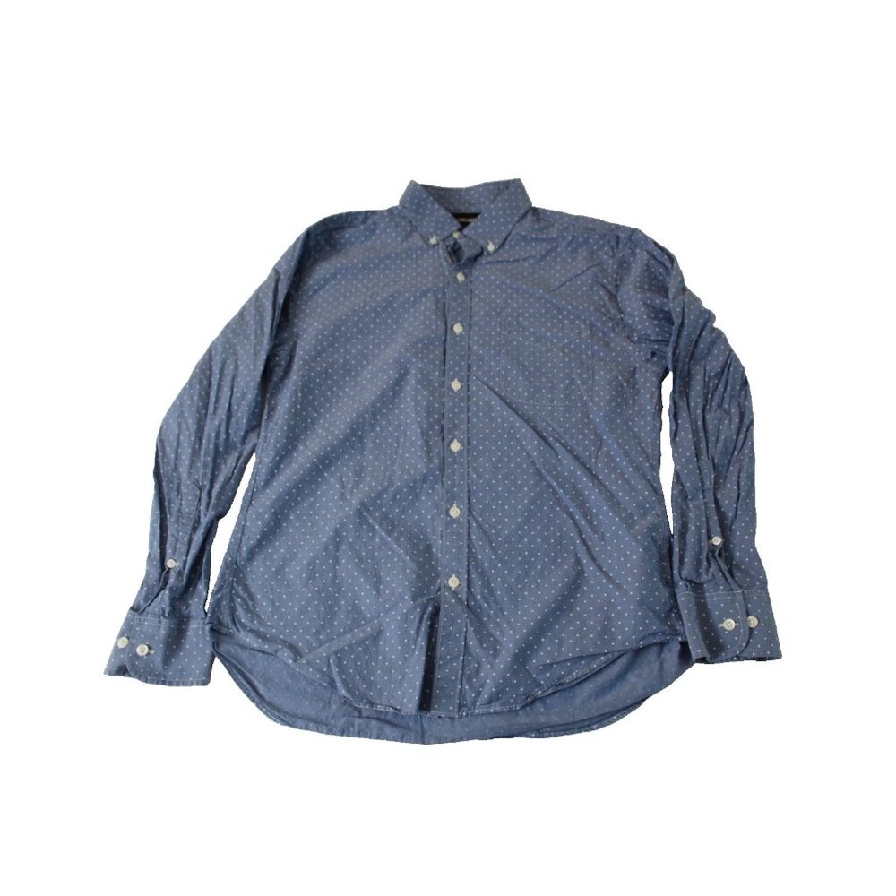 Bonobos Mens M Slim Fit SHORT LENGTH Blue Polka Dot Cotton Button Down Shirt
